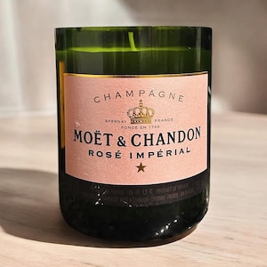Repurposed Moët & Chandon Rosé Champagne Bottle Candle