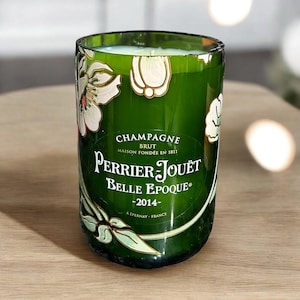 Repurposed Perrier Jouët Champagne Bottle Candle