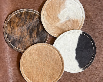 Cowhide coaster set