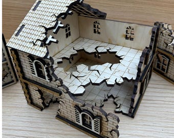 Damaged House Laser Cut File: CNC Architecture Model (Digital File)