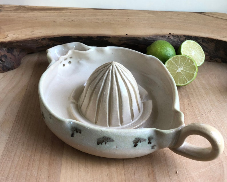 Ceramic Citrus Juicer Handmade Ceramic Juicer Blue Green White