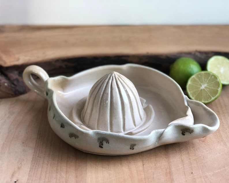 Ceramic Citrus Juicer Handmade Ceramic Juicer Blue Green White