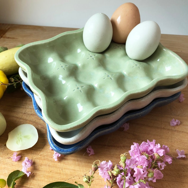 Ceramic Egg Tray Egg Crate Egg Holder Etsy