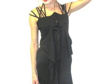 ROMEO GIGLI Black Criss Cross Dress from Basia's Private Collection - w Free Continental U.S. Shipping