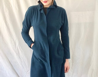 BASIA DESIGNS Provocatec Lightweight Teal Check Press Pattern Long Jacket - 120USD w Free Shipping in Continental U.S.