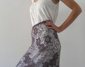 Hand dyed, hand crocheted Vintage Irish Lace Skirt from BASIA DESIGNS Private Collection - w free continental U.S. shipping