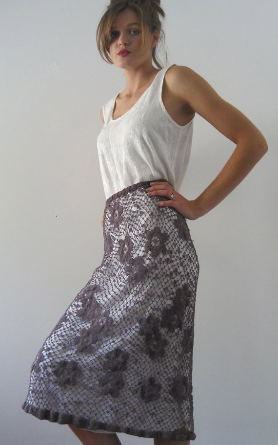 Hand dyed, hand crocheted Vintage Irish Lace Skirt