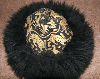 Sheepskin trim, inside lining and outer luxurious band make this a Royal handmade vintage hat.  150USD w free continental US shipping