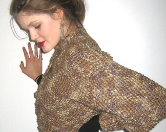 BASIA DESIGNS  Classic Peplum Cardigan in Shades of Blonde Faux Wool - homage to Outlander