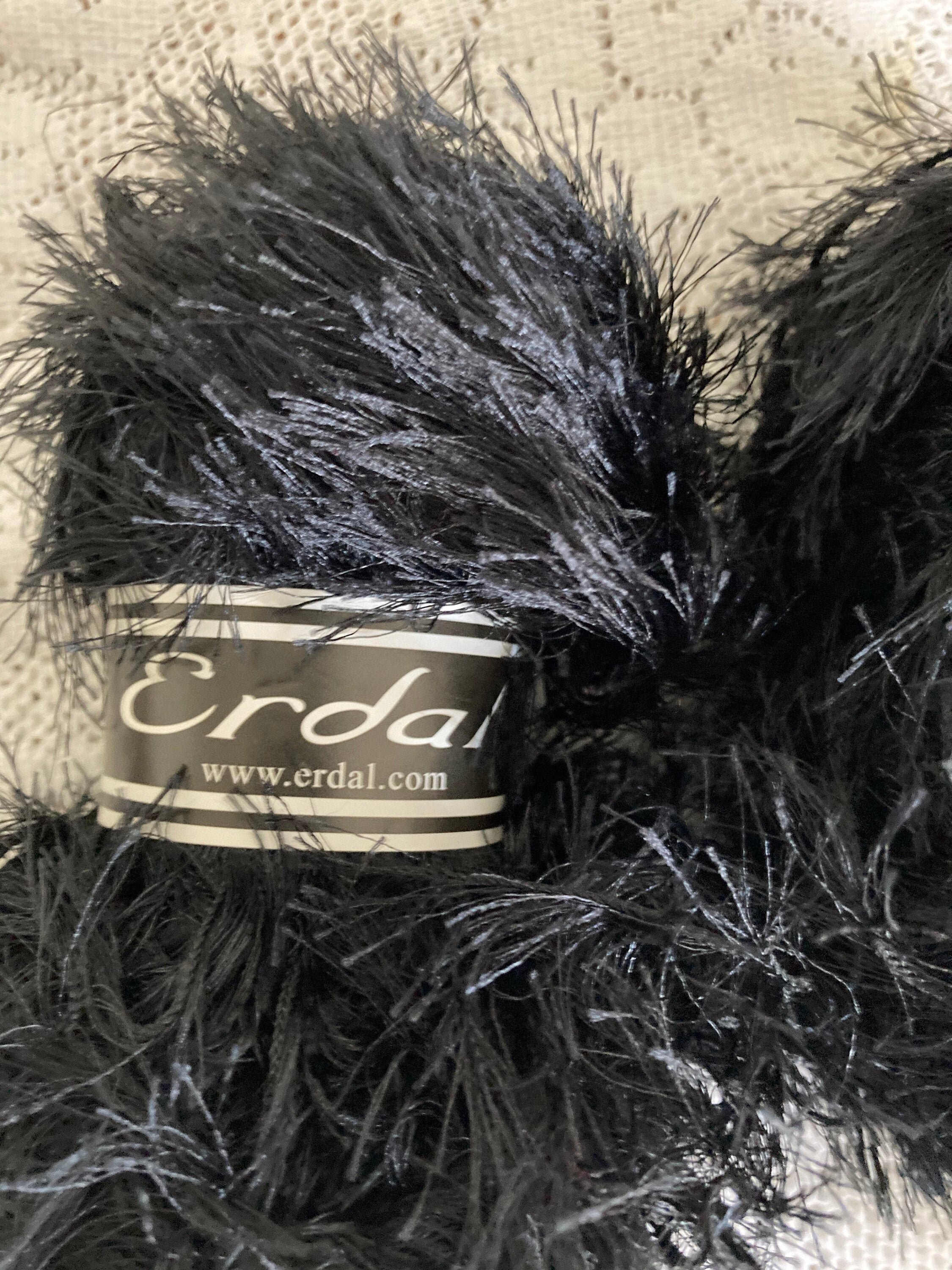 Deep black silky faux fur yarn by Erdal 100 gram 80 yards Etsy