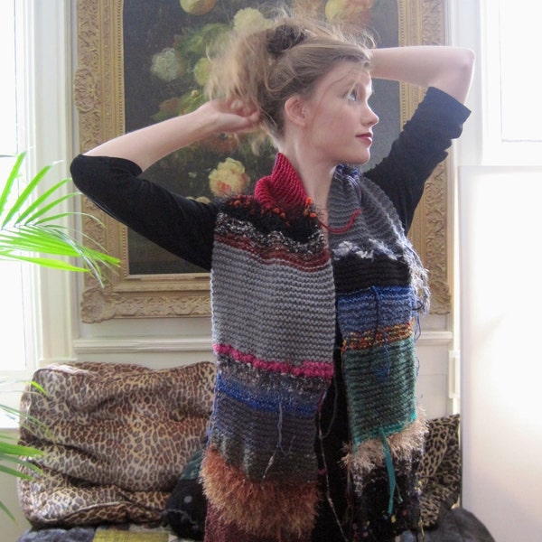 Basia Designs hand knit Artwear scarves in colors to brighten your outfit and keep you warm - 90USD w Free U.S. Shipping
