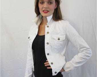 White Vintage Calvin Klein Denim Jacket from Basia's Private Collection - Free shipping within continental U.S.