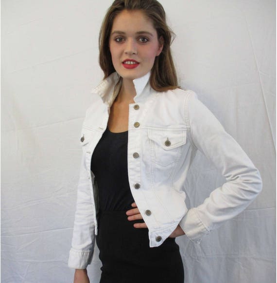 White Vintage Calvin Klein Denim Jacket from Basi… - image 1