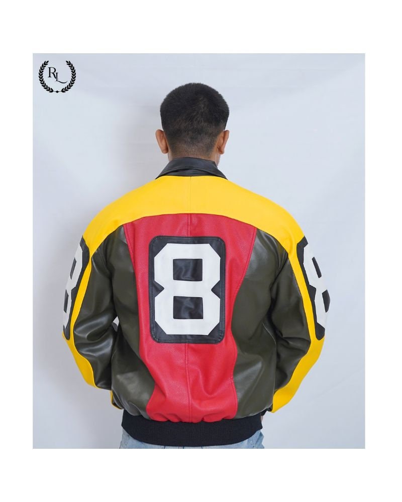 8 Ball Pool Billiard Leather Bomber Jacket 90s Michael Hoban