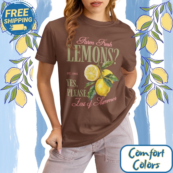 Farm Fresh Lemons Shirt Retro Lemon Graphic Tee Summer Citrus Shirt Farmers Market Aesthetic Vintage Fruit Shirt Yes Please Tee
