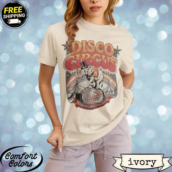 Retro Circus Elephant Tee Graphic Shirt Vintage Disco Carnival