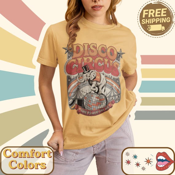 Retro Circus Elephant Tee Graphic Shirt Vintage Disco Carnival