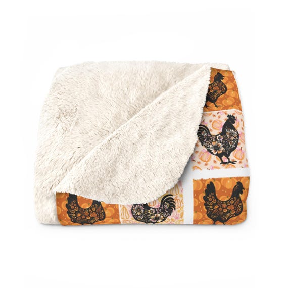 Rustic Farmhouse Fall Sherpa Fleece Throw Blanket