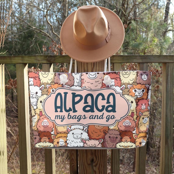Whimsical Alpaca Weekender Bag - Perfect for Travel, Beach Days, Gifts, Storage, Cute Accessories