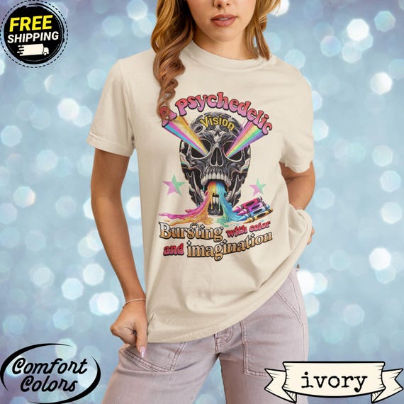 Psychedelic Visionary Vaporwave Skull Tee Alt Aesthetic