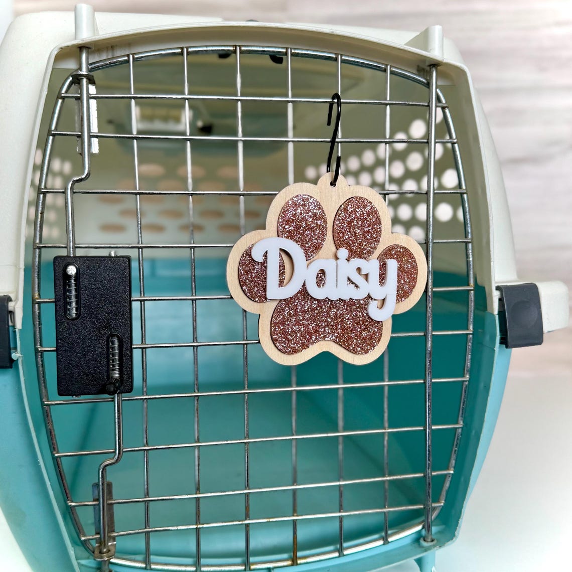 Personalized Cat Crate Name Tag Custom Paw Print Kennel Nameplate Paw ...