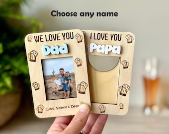 Personalized Father’s Day Picture Frame Magnet Custom Wallet Instax Mini Fridge Magnetic Photo Gift for Dad Grandpa Papa Portrait Landscape