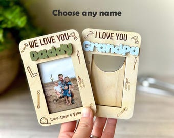 Personalized Father’s Day Picture Frame Custom Wallet Instax Mini Fridge Magnetic Photo Gift for Dad Grandpa Papa Gift From Kids to Dad