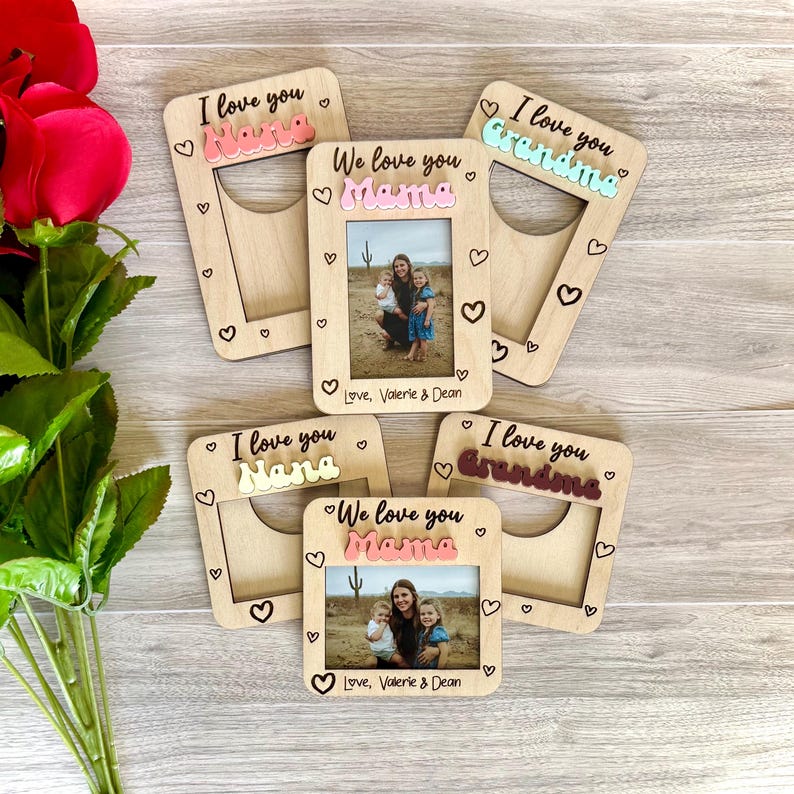 Mini Message Frames Personalized Magnetic Picture Frame | Custom Photo Gift for Grandma ...