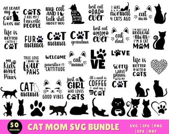 Cat SVG Bundle, Cat Mom Svg,Cat T-shirt Svg , Crazy Cat Lady Svg , Cat Dad Svg, Cat Lover Svg, Kitten Svg, Cat Quotes Svg, Cat Vector File