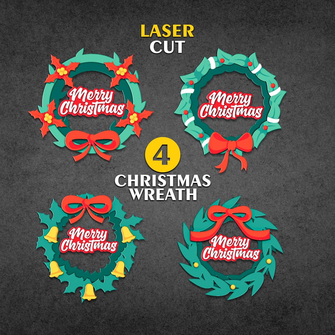 Merry Christmas Wreath SVG, Laser Cut File for Glowforge, Christmas ...