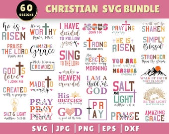 Paquete SVG cristiano, SVG cristiano, SVG religioso, SVG de fe, SVG de Dios, SVG de Jesús, SVG de versículos bíblicos, archivos de corte cristianos, Cricut, archivo instantáneo