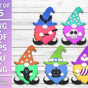 Gnomes Halloween Laser Cut Files and Halloween Laser SVG, Halloween Gnomes bundle, Halloween gnome with stand, GlowForge and Cricut