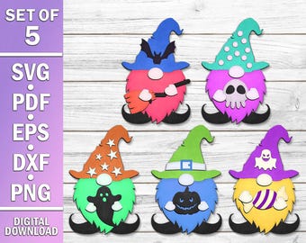 Gnomes Halloween Laser Cut Files and Halloween Laser SVG, Halloween Gnomes bundle, Halloween gnome with stand, GlowForge and Cricut