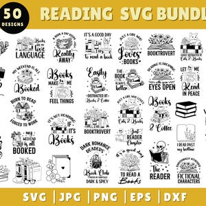 Reading SVG Bundle, Floral Books Svg, Book Lover Svg Bundle, Books Bundle Svg, Pile of Books Bundle Svg, Teacher Life Cut Files,Instant File