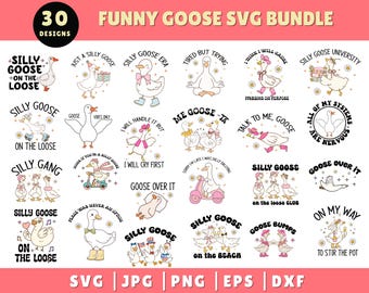 Funny Goose SVG PNG Bundle, Snarky Goose Retro Humour Svg, Sassy Animal Silly Goose Png, Funny Animal Meme Aesthetic SVG, Trendy Sublimation