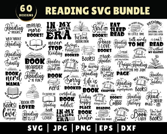 Reading SVG Bundle, Floral Book SVG, Book Lover Svg, Book Quotes Svg, Reading Books Svg, Magic, Mystical, Floral Books SVG, Instant Download
