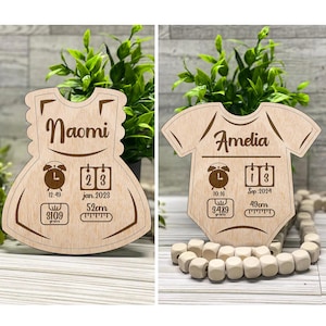 Angepasste Baby Geburtsankündigung SVG Laser Cut Datei, Baby Ankündigung SVG Zeichen, Baby Laser Zeichen, Fußabdruck bereit, Instant Download