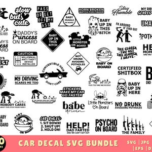 Car Decal SVG Bundle, Car SVG, Funny Car Decals Svg Bundle, Svg For Cricut, Car Decal Png, Funny Car Quotes, Sarcastic Car Stickers SVG