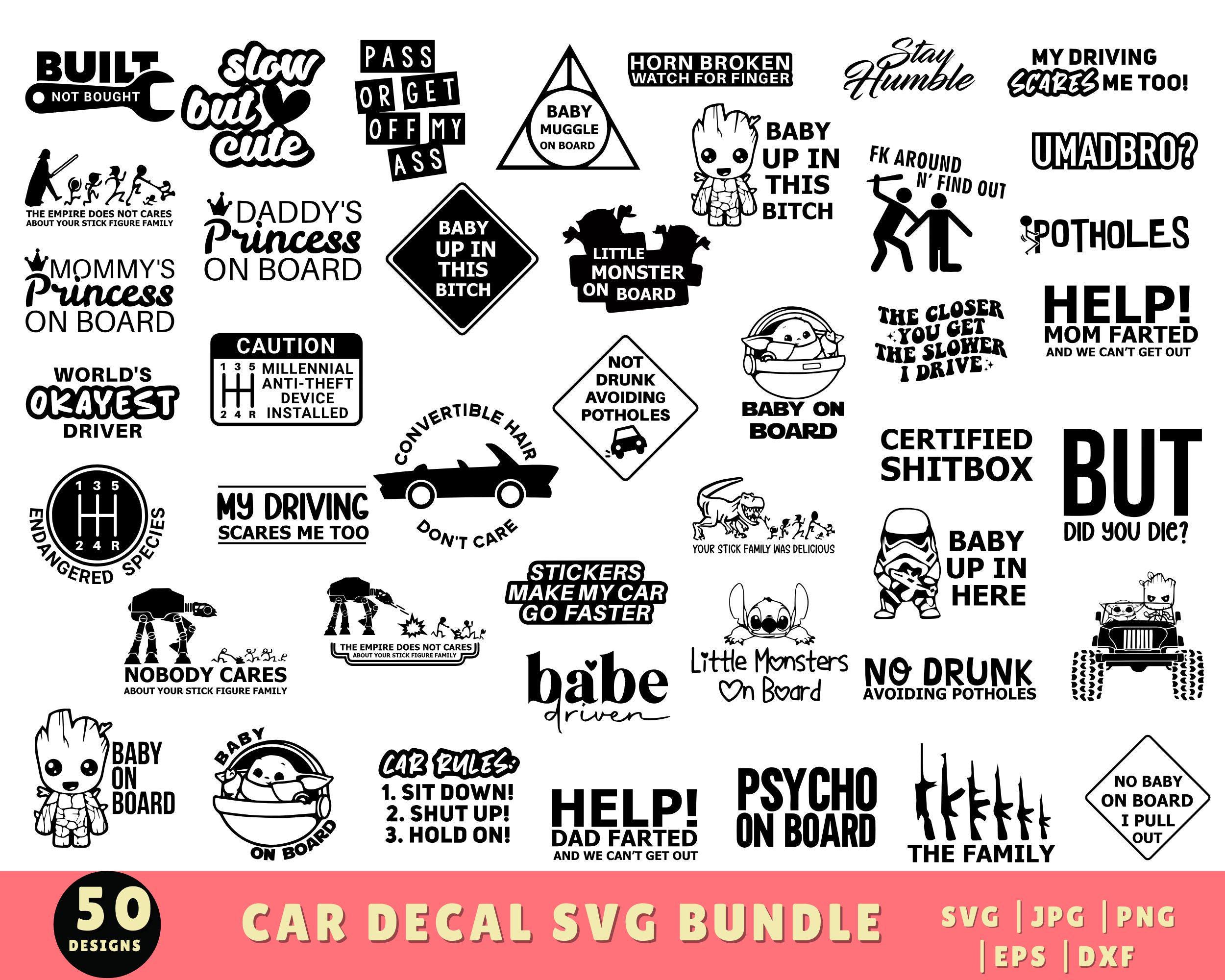 Car Decal SVG Bundle, Car SVG, Funny Car Decals Svg Bundle, Svg For Cricut, Car Decal Png, Funny Car Quotes, Sarcastic Car Stickers SVG