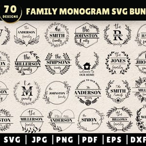Family Name Monogram SVG Bundle, Monogram SVG, Split Monogram SVG, Family svg, Family Sign svg, Wedding Monogram svg, Family Name Svg Cricut
