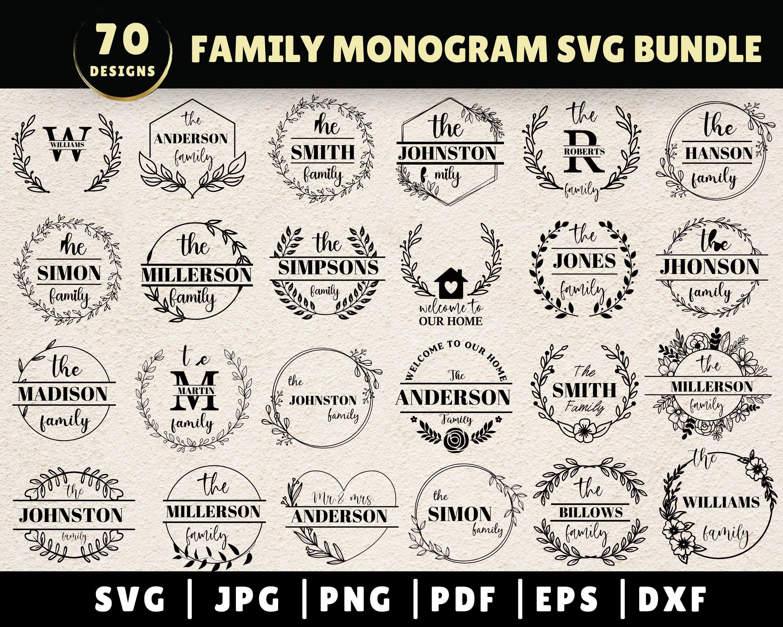 Family Name Monogram SVG Bundle, Monogram SVG, Split Monogram SVG, Family svg, Family Sign svg, Wedding Monogram svg, Family Name Svg Cricut