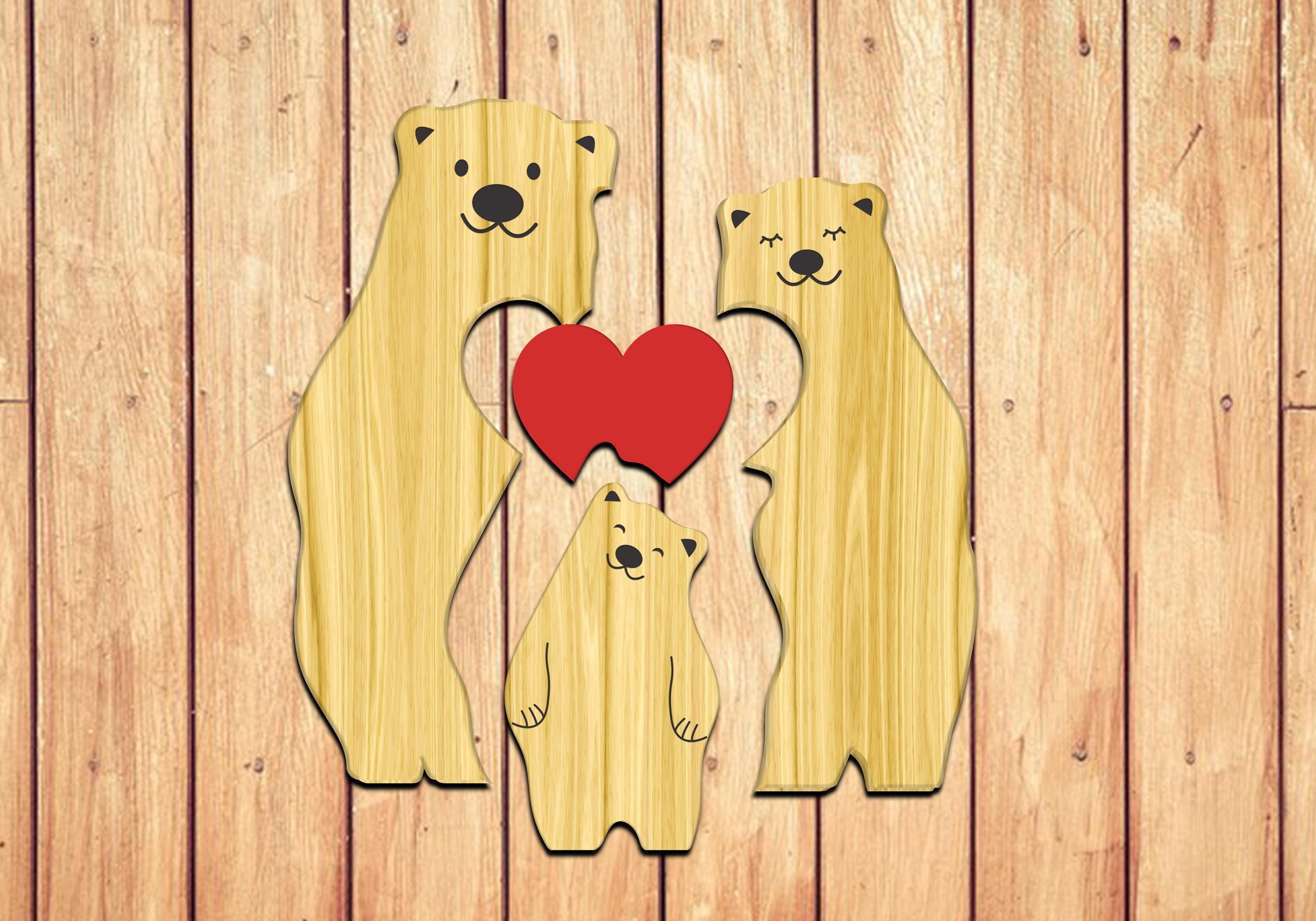 TQEHS Rompecabezas Familiar De Osos De Madera Personalizado Con 2 A 7 Nombres Rompecabezas De Escultura De Nombre De Familia Personalizado Adorno De Rompecabezas De Osos Somos Una Familia Regalos D