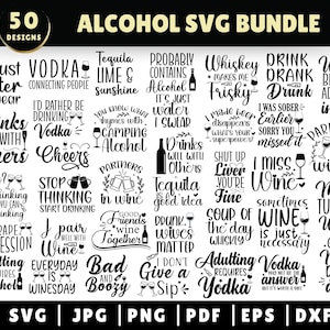 Alcohol SVG Bundle, Funny Quotes SVG, Whiskey Quotes SVG, Alcohol Glass Wraps, Funny Drinking Svg, Couple Drinking Svg, Digital Download