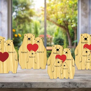 Puzzle personalizzato in legno con famiglia di orsi in file SVG con taglio laser, puzzle regalo per la famiglia con taglio laser, design SVG con amore, file con orso in legno, download digitali
