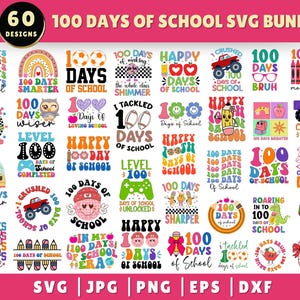 Pacchetto SVG 100 giorni di scuola, Buoni 100 giorni di scuola, 100 giorni più luminosi, Pacchetto SVG Ritorno a scuola, Pacchetto scuola svg, Maglietta della scuola SVG