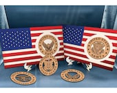 US Veteran Ornament Set With Flag, Digital Files for Laser Engraving, Army Veteran, Navy Veteran, Air Force Veteran, Veteran Ornaments SVG