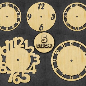 Orologio da parete in legno con numeri Bundle file SVG tagliato al laser, orologio da parete decorativo, orologio con numeri, orologio da parete moderno, orologio da parete minimalista