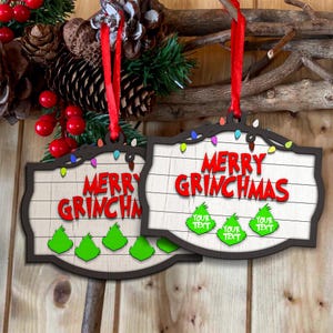 Joyeux Grinchmas SVG, fichier d'ornement Grinch, nom de famille Grinch personnalisé découpé au laser, décoration Glowforge de Noël, téléchargement numérique Grinchmas
