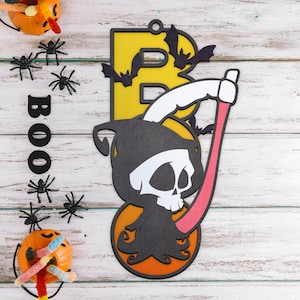Cute Boo-deurhanger, SVG-lasergesneden bestanden, Ghost-deurhanger, Halloween-deurbord, voordeurbord, Happy Halloween Glowforge en alle lasers