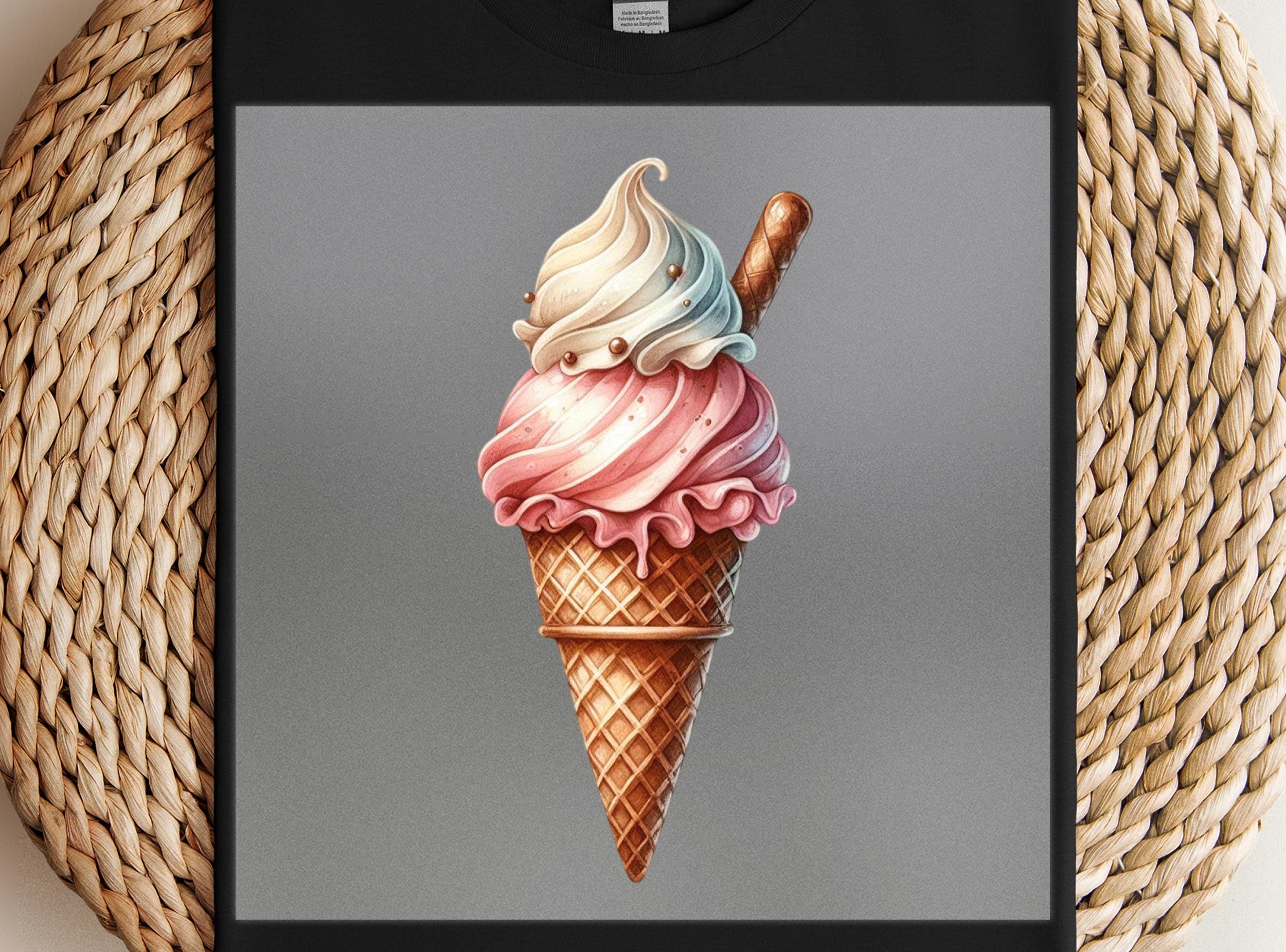 Transferencia DTF de cono de helado: dulce arte de verano, listo para imprimir